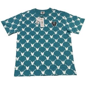 LIFEWORK French Bulldog Pattern TEE T SHIRT Men's Small Turquoise TealStreetwear